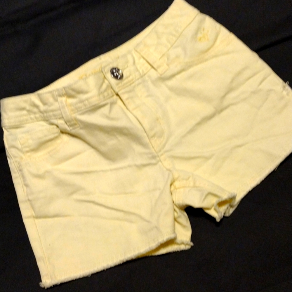 Girls Justice Yellow Jean Cutoff Shorts Stretch Sz 12 R EUC